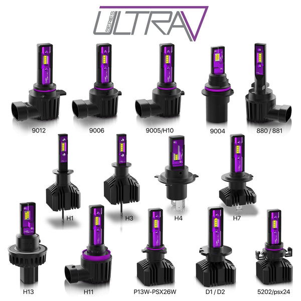 9005 / HB3 UltraV Series LED Headlight Bulbs 10000 Lumens